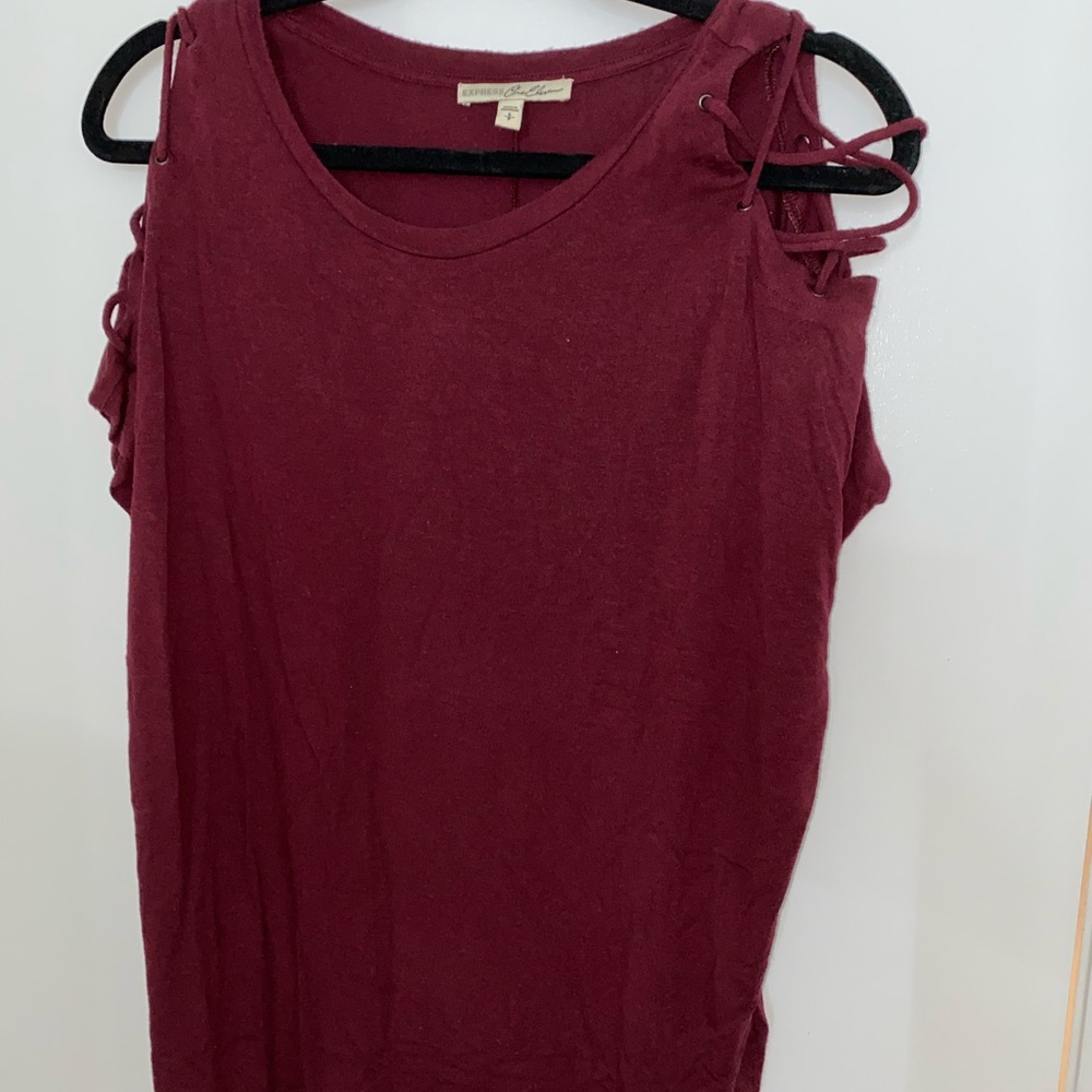 Express Maroon Short Sleeve Shirt